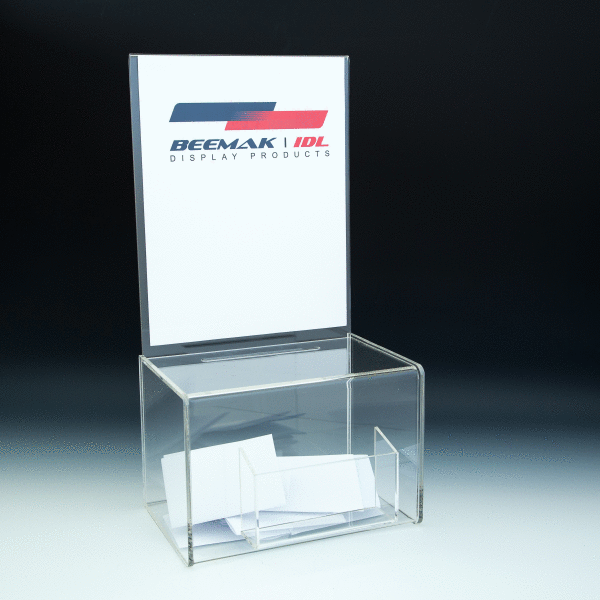 Clear Acrylic Ballot / Suggestion Box with Sign Holder& Pocket