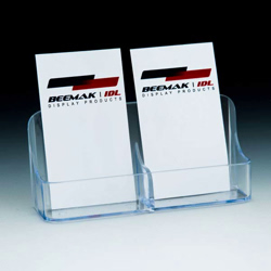 Single Compartment Clear Business Card Holder w/ 2 Pockets