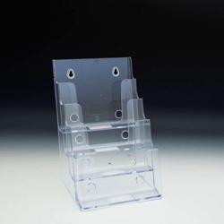 4 Tier Clear Countertop and Wall Mount Brochure Holder for Literature up to 6"wide.